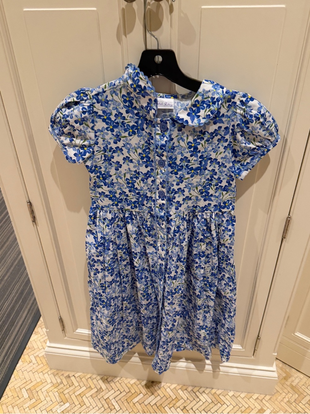 Rachel Riley Blue and White Floral Cotton Dress